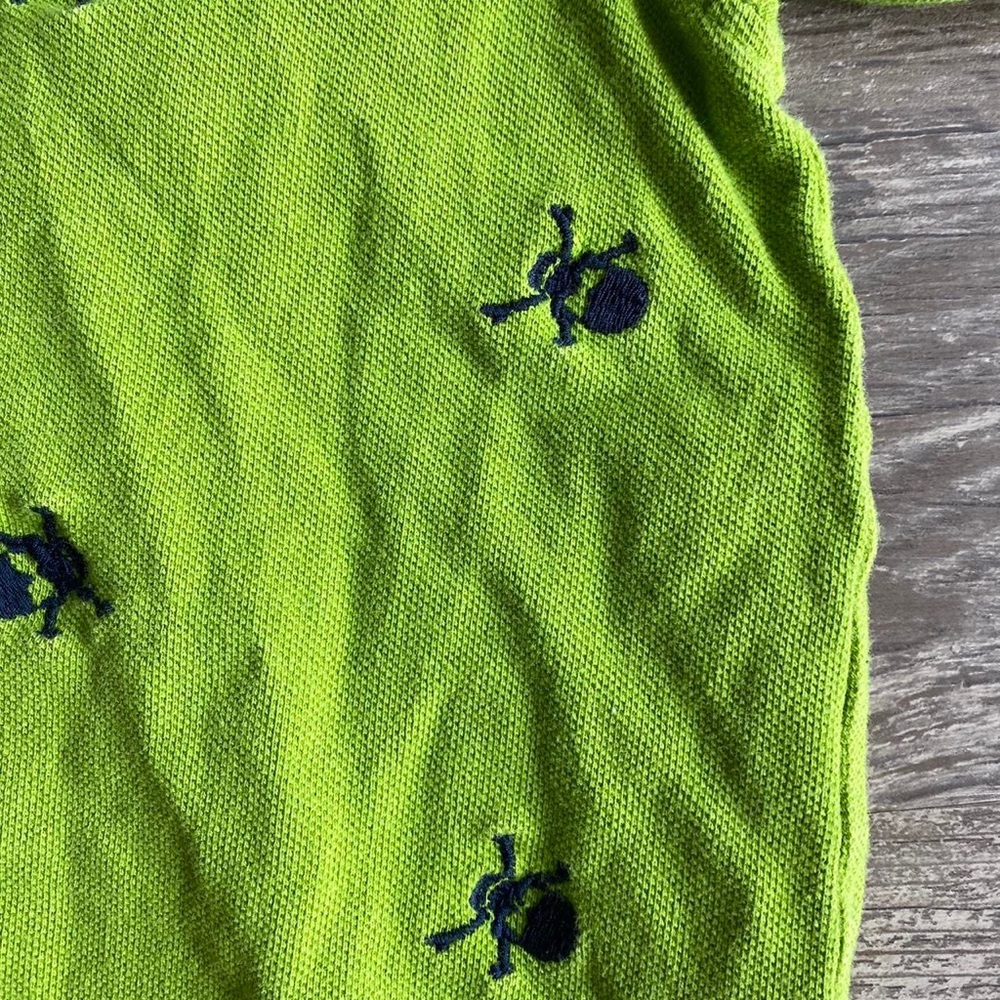 Gap Lime Green Collared Polo With Navy Skulls - Picture 3 of 4